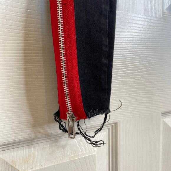 BLANK NYC The Rivington Black High-Rise Zippered Leg Jeans Tuxedo Stripe Size 25 - Picture 8 of 12